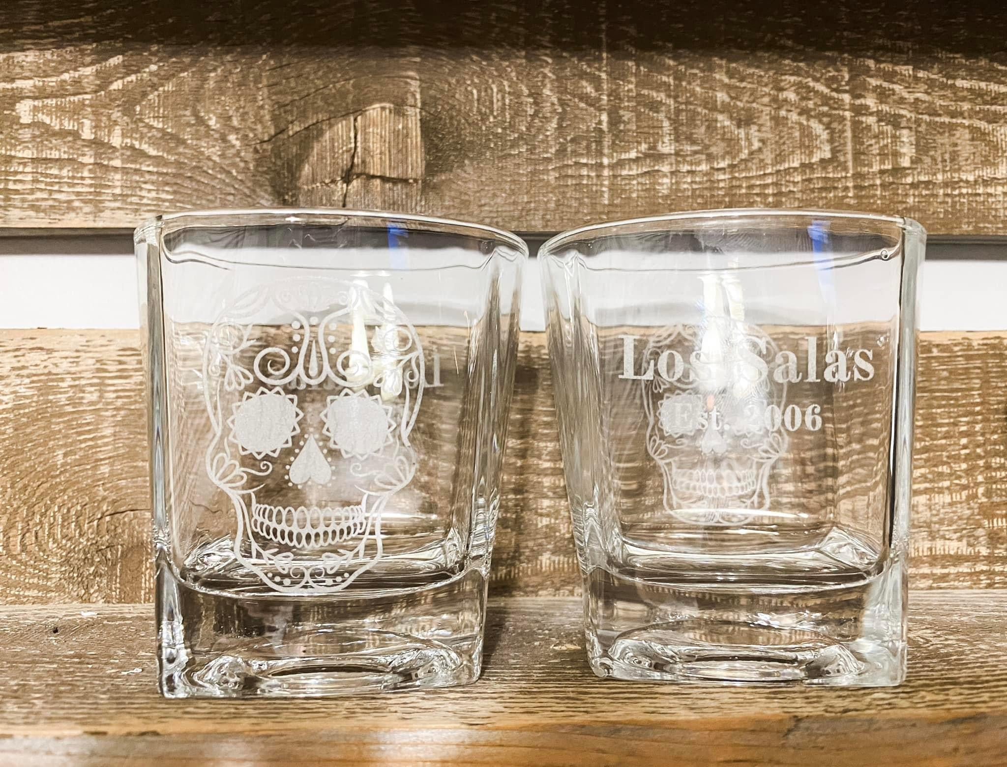 Custom sugar skull laser engraved glasses