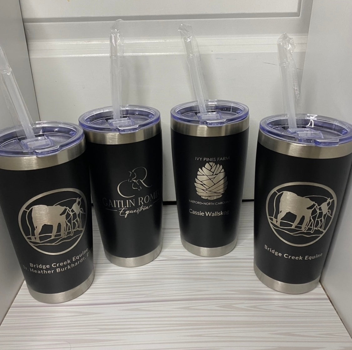 Custom small business laser engraved tumblers